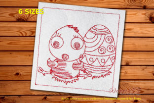 Cute Chick Easter Egg Redwork Embroidery Design Review