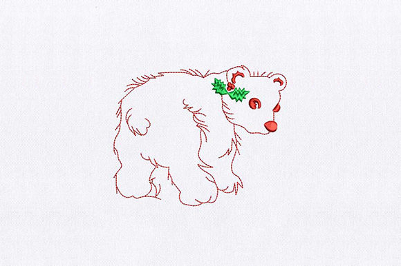Red Bear Embroidery for Seasonal and Holiday Creations